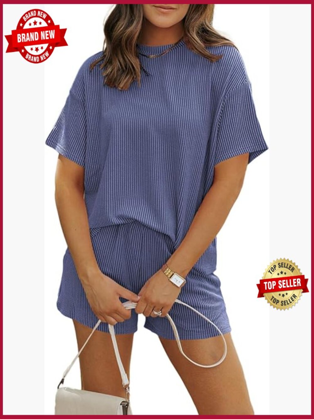 Women 2 Piece Shorts Set Ribbed Lounge Matching Sets